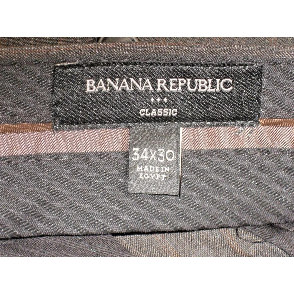 Mens NWOT Banana Republic Char Stripe Classic Flat Front Casual Pants sz 34x30